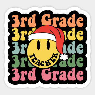 Retro Christmas Teacher 3rd Grade Santa Hat Back To School Sticker